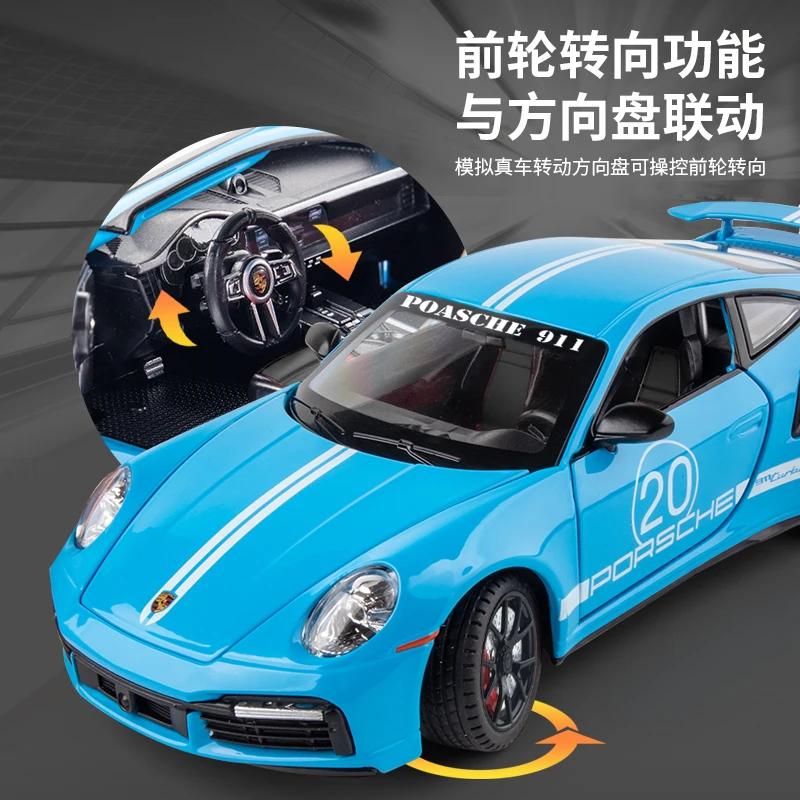 Jbcp5 1:24 модели спортивных автомобилей Porsche 911 TURBO S TARGA из сплава, литые модели, имитация, металлические игрушечные модели автомобилей, звук, свет, коллекция, подарок для детей