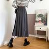 Длинная юбка с высокой талией, плиссированная юбка с эластичной резинкой на талии, элегантная черная кофейная однотонная макси-юбка для женщин и девочек