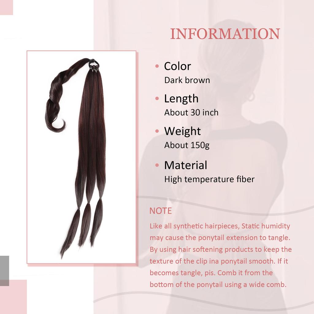 30 дюймов с резинкой, длинный хвост, наращивание волос, плетеный хвост, синтетический натуральный для женщин, шиньон, косы