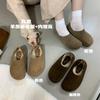 Lazy Wind! Retro Round Head Ugly Cute One-pedal Boken Single Shoes 2025 Autumn and Winter Soft-soled Grandma Shoes