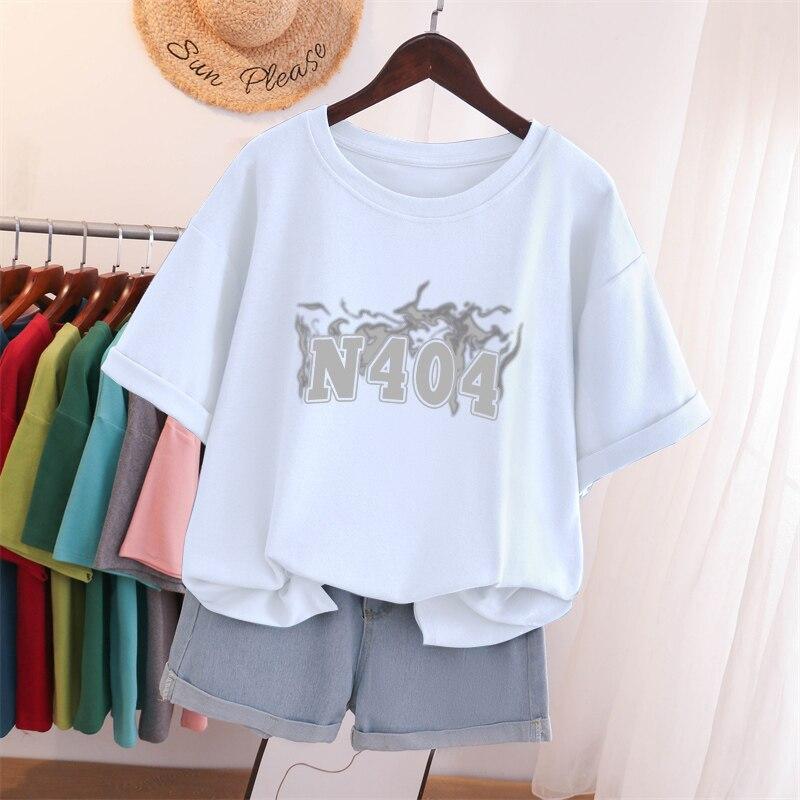Female L-5XL T Shirt Plus Size Tshirt Short Sleeve Cartoon Women Top Summer Sweet Couple O Neck Oversized T Shirts