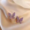 Butterfly Earrings For Women Punk Rhinestone Style Cute Girl Zircon Stud Earrings Jewelry