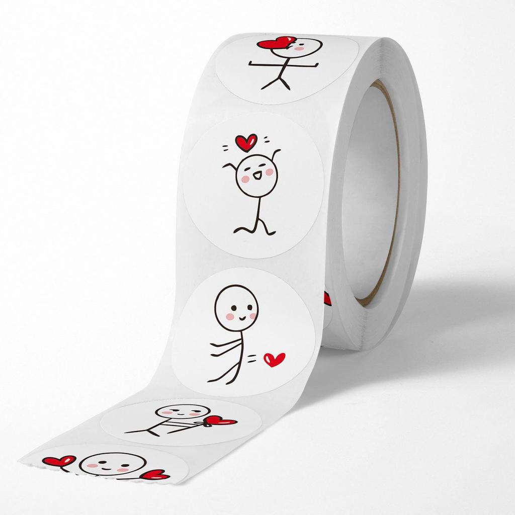 Xiaohongshu Stickman Cartoon Stickers: Cute, Creative Round Labels for Kids' Notebooks