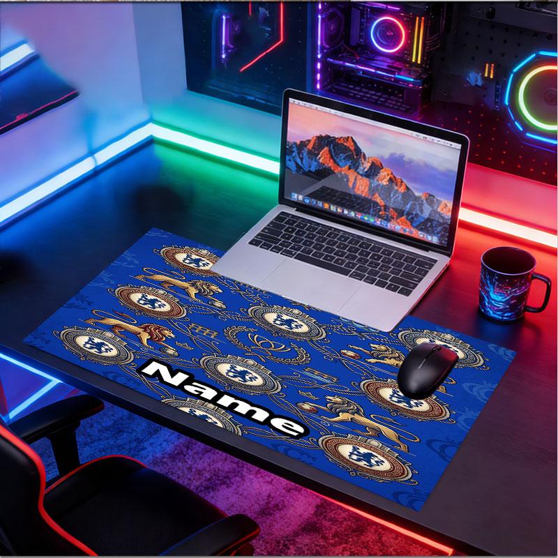 Custom Name Personalized Chelsea Football Club Pattern Mousepad, Laptop PC Desk Mat, Decorative Desk Mat for Home Keyboard Pad Gift