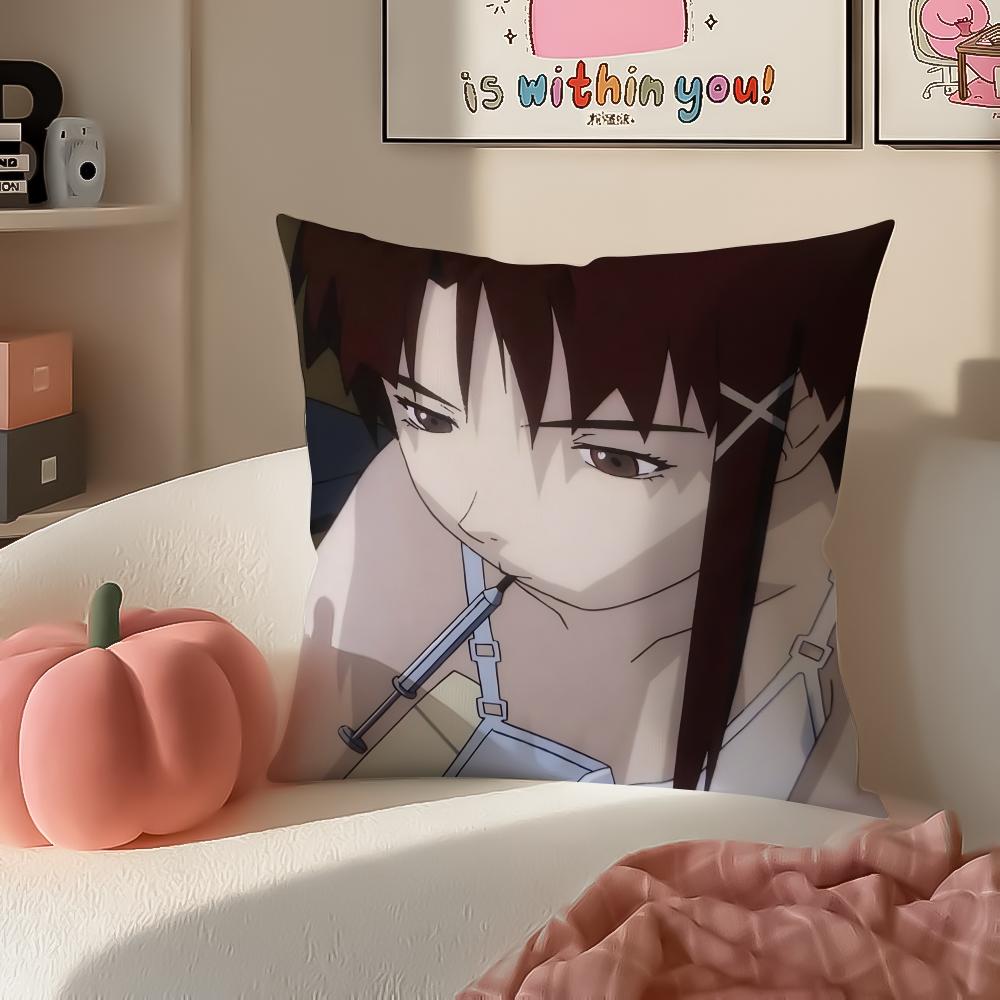 Anime Serial Experiments LLain Anime Movie Cushion Cover Pillowcase Short Plush Invisible zipper Room Sofa Cushion Cover