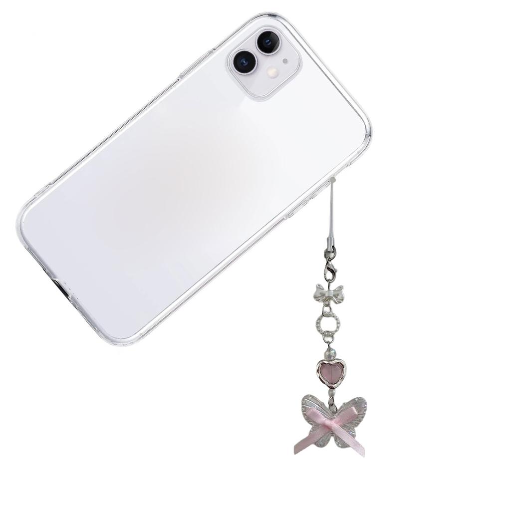 Butterfly Pendant Cellphone Straps Beaded Phone Chain Handmade Detachable Phones Lanyard Keychains for Wallet Bag
