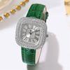 Simple Square Rhinestone Quartz Watch Casual Leather Women's Clock Wristwatch