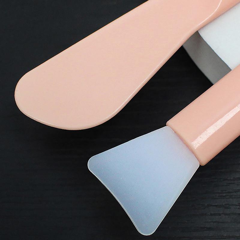 Двойная силиконовая щетка для маски для лица с мягкой головкой и скребком, встроенная палочка для размешивания грязевой пленки двойного назначения, инструмент для самостоятельного нанесения косметической пленки