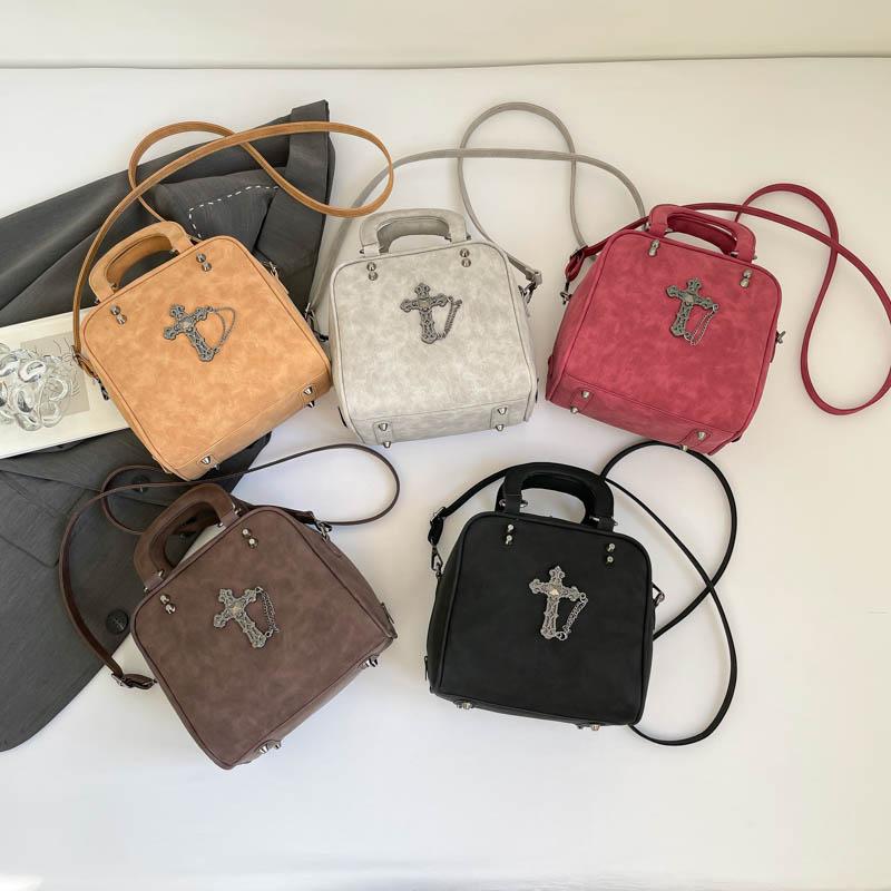 Fashion Y2K Vintage Box Shape Women's Handbag Multifunctional Retro PU Leather Ladies Crossbody Purse Streetwear Shoulder Bag