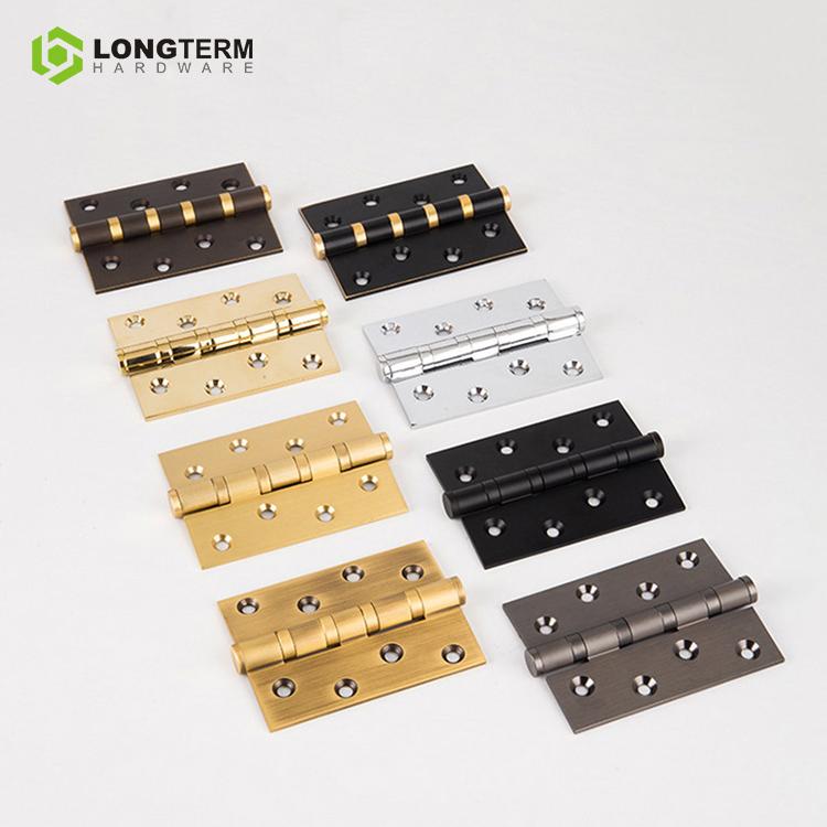 5 Inch Solid Brass Ball Bearing Door Hinges, Silent Wooden Hinge, Gold/Antique Brass/Bronze/Black Finish