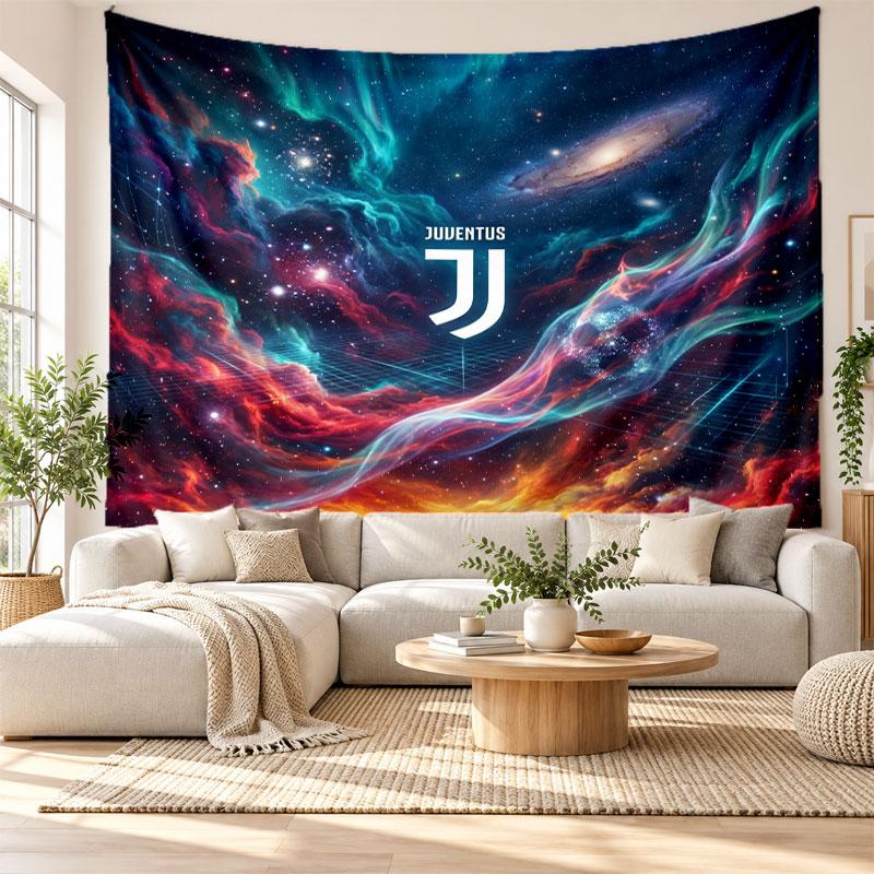 Juventus FC Wall Tapestry, Soft Fabric Wall Hanging, Decorative Backdrop For Bedroom Home Wall Art