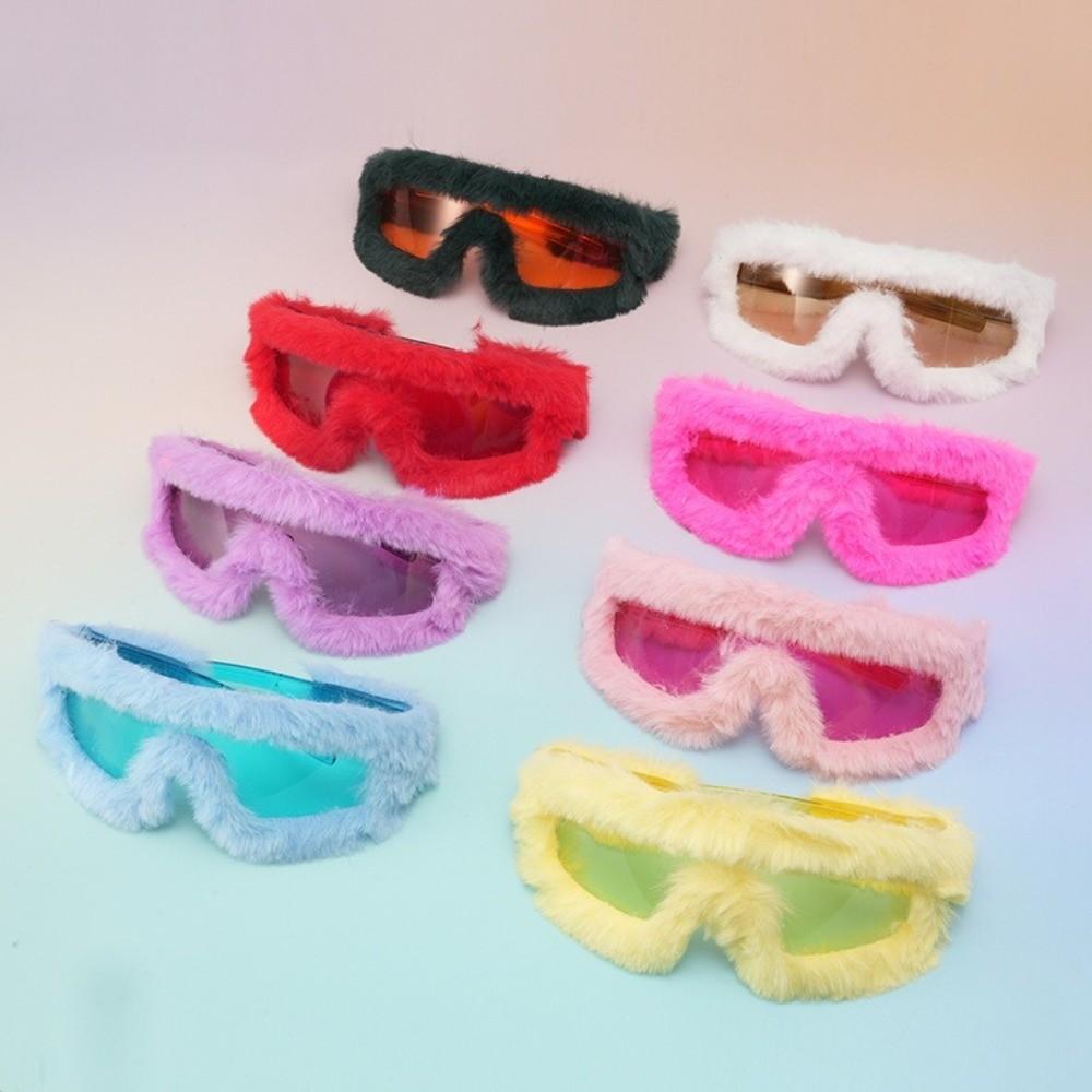 Soft Plush Sunglasses Furry Punk Sunglasses Y2K Winter Sunglasses  Winter Christmas Halloween Party