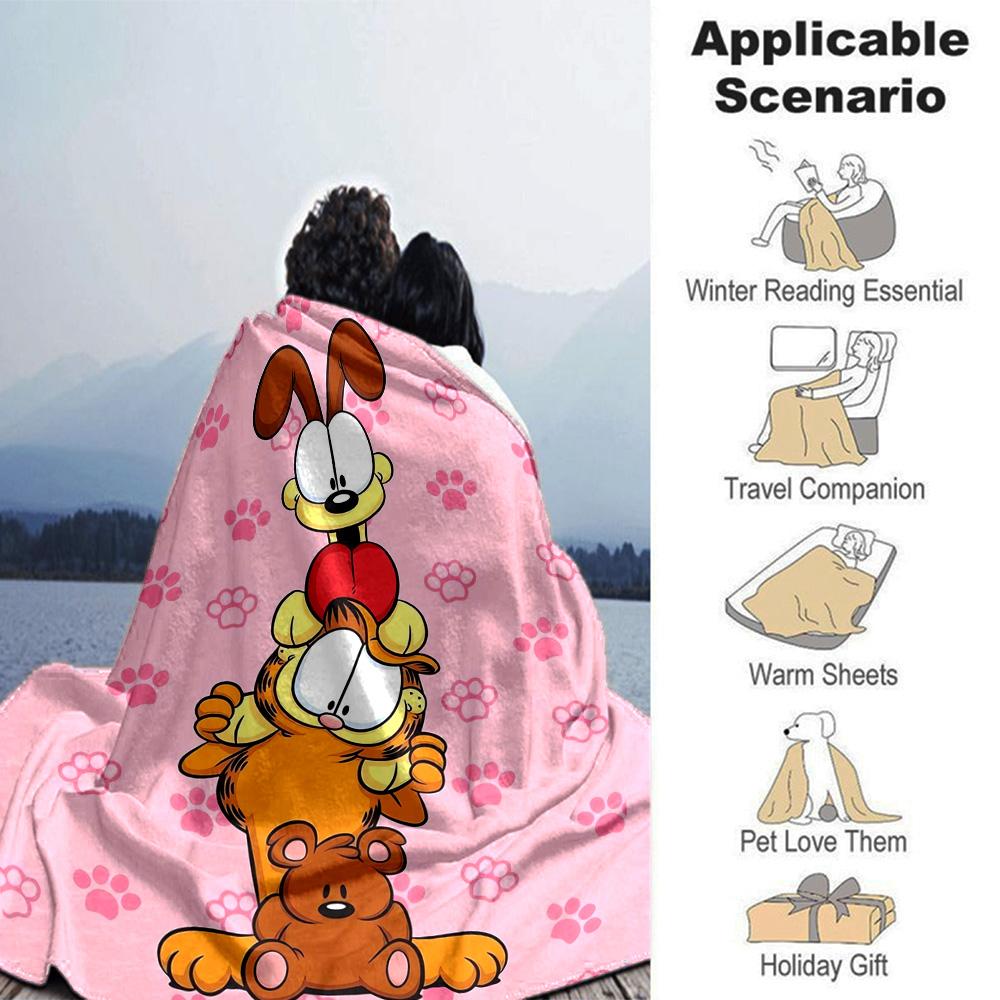 Garfield Friends Flannel Blanket Super Soft Warm Cozy Blanket For Sofa Bed Office Travel Allseason Home Decor Gift