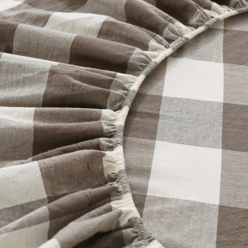 Высококачественный защитный чехол для матраса из 100% хлопка, регулируемая простыня 160x200, без наволочки, в клетку