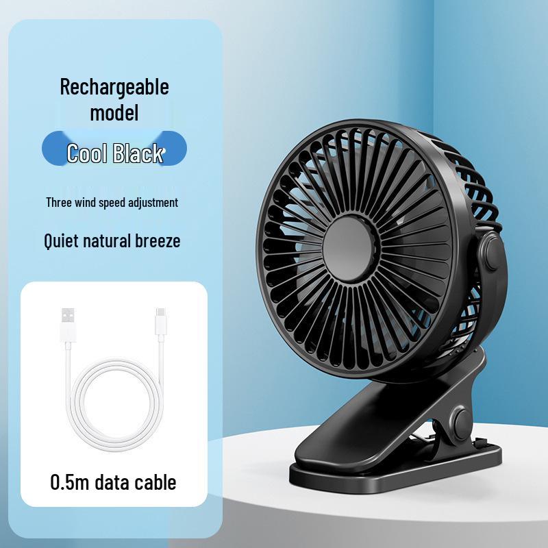 Ultra-Quiet USB Rechargeable 4-inch Clip Fan - Long Battery Life, Perfect for Desktop & Summer Use