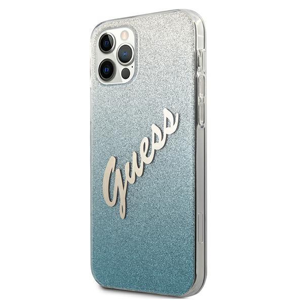Guess Guhcp12Mpcuglsbl Iphone 12/12 Pro6,1 Niebieski/Blue Twarde Etui Brokat Gradient Skrypt