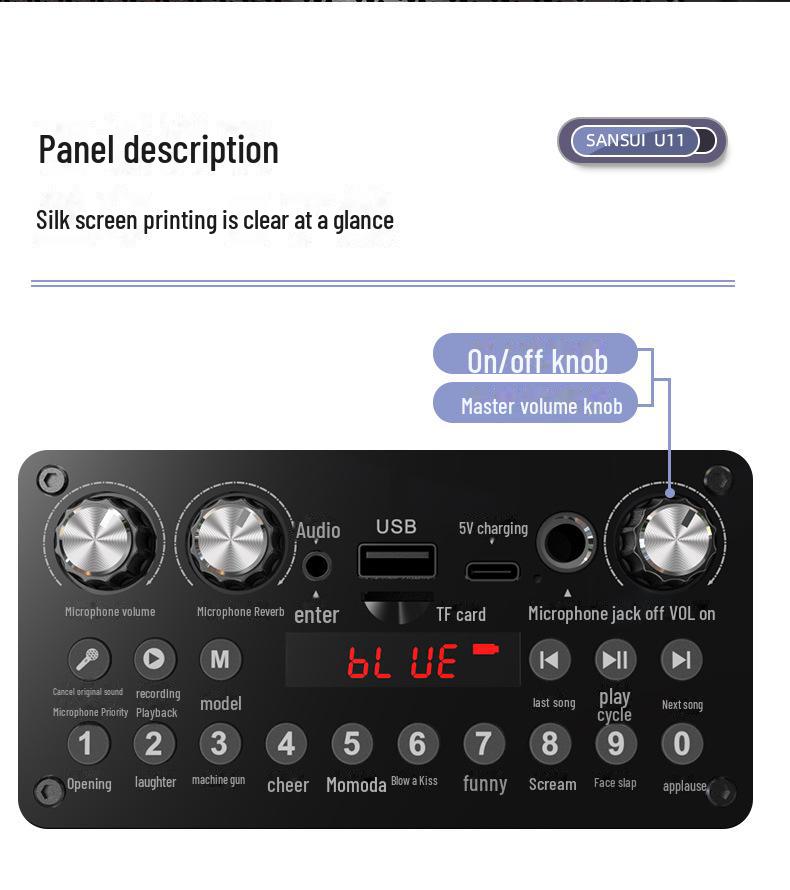 Портативная Bluetooth-колонка Shanshui U11 — беспроводная, уличная, мини-колонка с улучшенными басами, идеально подходит для танцев и караоке.