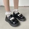 Kawaii кружевные белые туфли в стиле Лолиты с бантом, женские туфли Мэри Джейн на платформе с пряжкой в ​​виде сердца, женские туфли из лакированной кожи в японском стиле Jk