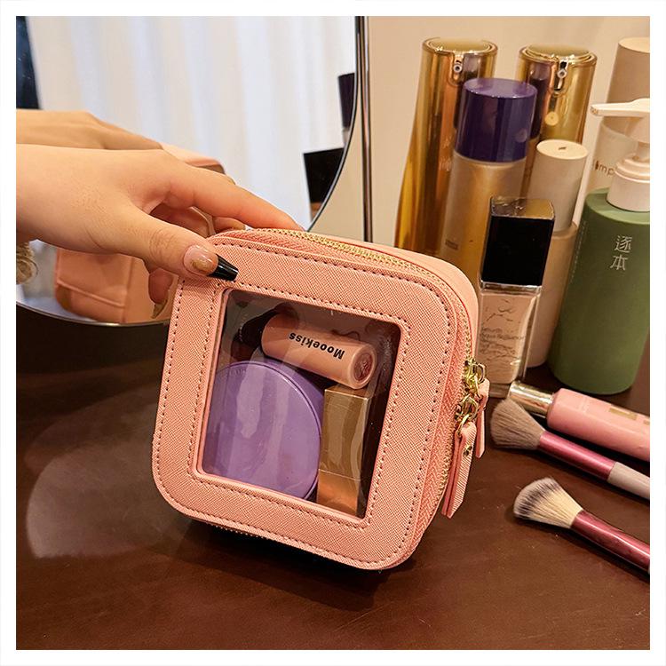 2024 Компактная прозрачная косметичка - Ручная сумка для хранения косметики, жесткий кейс