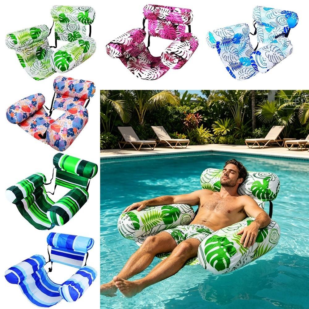 Fabric Cover Inflatable Pool Float Leaves Pattern Swim Floating Raft Water Hammock  Party Toy