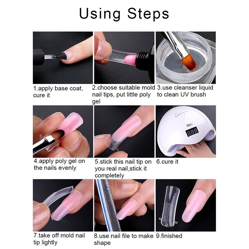 20/100 Pcs Transparent Nail Art Quick Building Poly Gel Nail Extension Mold Forms Manicure Tool