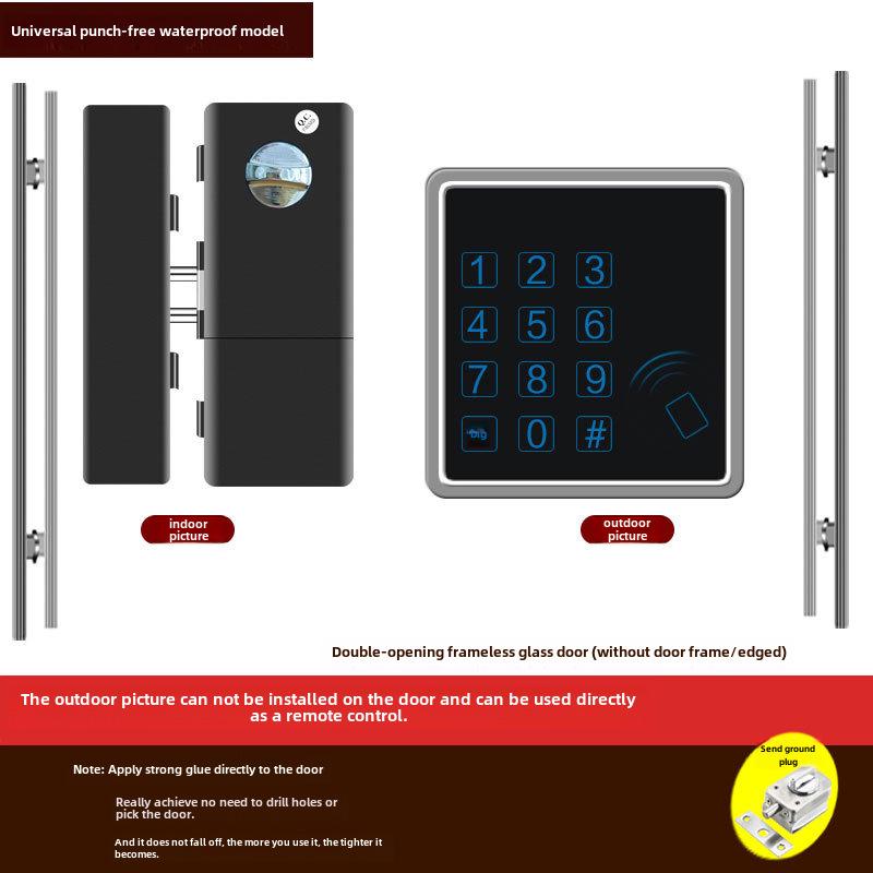 Умный замок для стеклянной двери без удара: Дистанционно управляемый замок со сканером отпечатков пальцев для одно- и двухдверных дверей