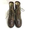Leather 10-Hole Lace-Up Work Boots 70s-80s Vintage Size 7E 25.0 Brown Military Style(USED)