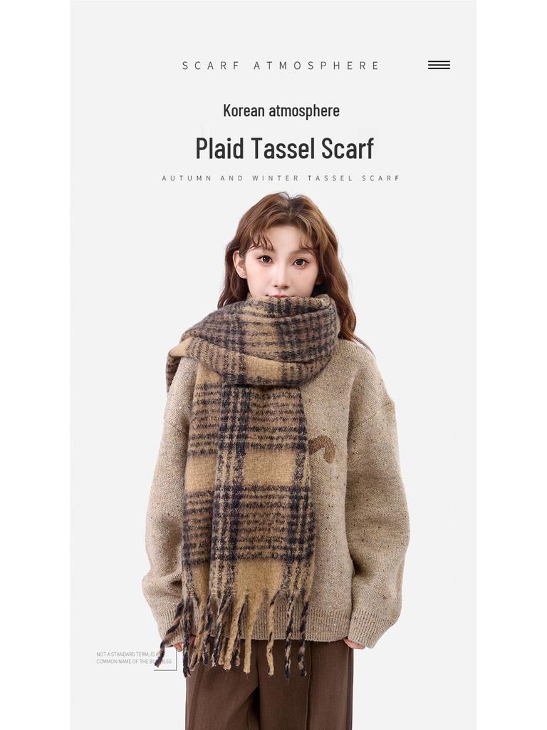 Women's Korean Plaid Mohair Scarf - Warm, Fashionable, Versatile Winter Neck Warmer