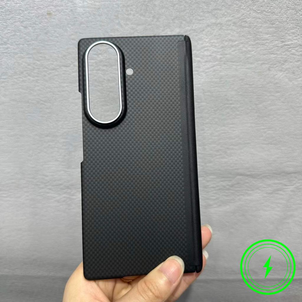 Деловой Чехол-Книжка с Магнитом и Текстурой Kevlar для Samsung Galaxy Z Fold 8 Ultra 7 6 с Текстурой Углеродного Волокна PC Skin Защитная Крышка
