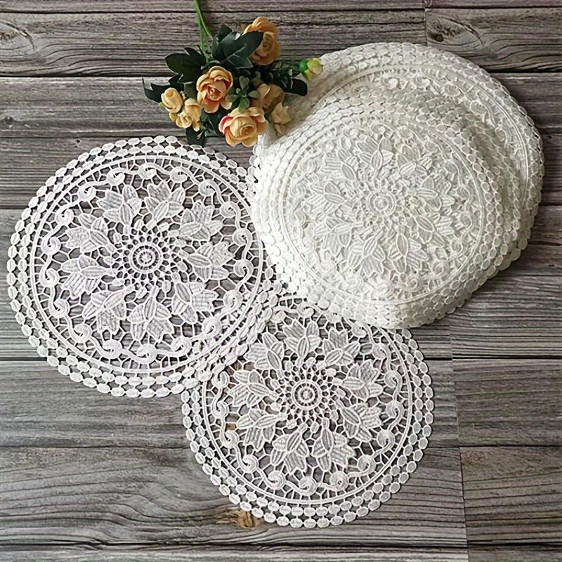 2pcs Vintage White Lace Table Mat, Plate Mat,  Home Kitchen Dinning Table Decoration