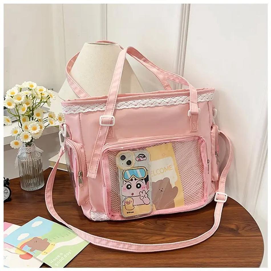 Ballet Girls Large Capacity Kawaii Itabag Japanese Transparent Jk Shoulder Crossbody Bags Gift For Friends Teenage School Bags