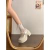 2025 Spring New Thick-soled Mary Jane Small Leather Shoes Women's Versatile Skirt French Retro Round Head Pearl Single Shoes