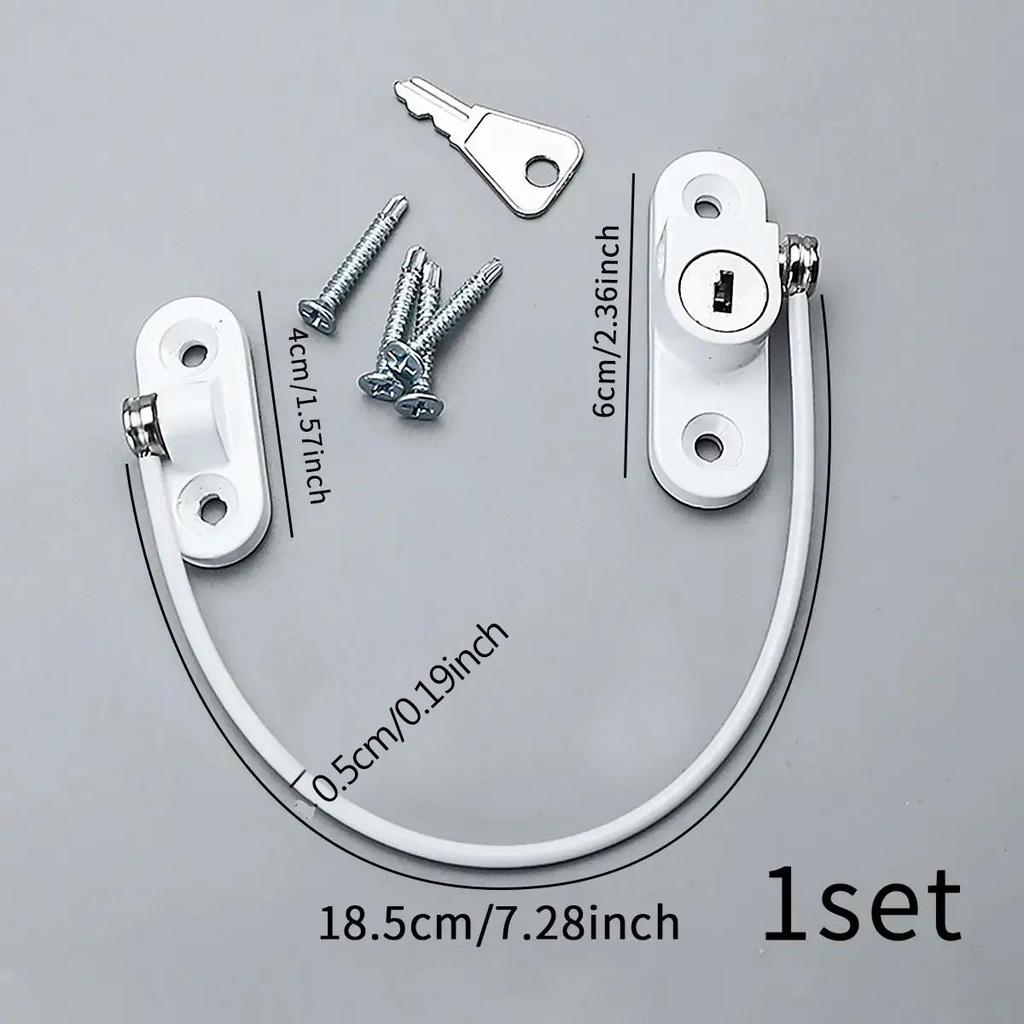Set Window Door Cable Restrictor Ventilator Baby Kids Child Safety Security Chain Lock Kits Stainless Steel