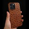 Ostrich Genuine Leather Case For iphone 16 Pro Max 15pro 14 13 12 11 XR XSMAX SE4  Real Cowhide Back Cover Coque Shell