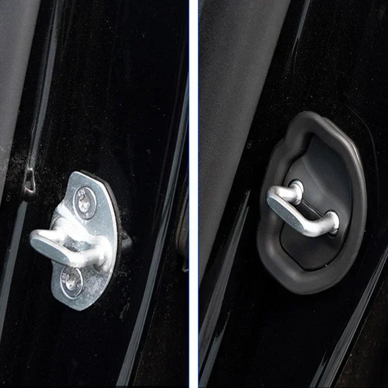 For Tesla Model 3/Y 4pcs Car Door Mute Damping Cushion Silicone Door Lock Buckle Car Door Anti-collision Protective Cover