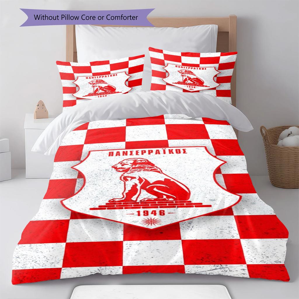 Panserraikos FC Pattern Bedding Set Quilt Cover Pillowcase Home Decor Gift (1 * duvet cover + 2 * pillowcase, without core)