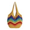 Sweet Knitted Tote Bag Large Capacity Breathable Crochet Shoulder Bag Lightweight Polyester Seaside Vacation Handbag Daily