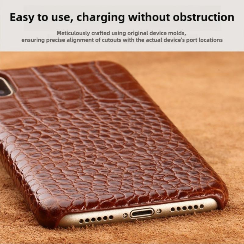 Ретро Чехол из Коровьей Кожи с Узором под Крокодила для iPhone 17 Pro Max Air 17 16 15 14 Plus 13 Pro 12 11 Мобильного Телефона Жесткий Чехол
