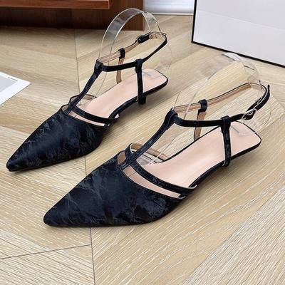 Модные босоножки-стилетто с закрытым носком, новые весенне-летние, темпераментные, с острым носком, с мелким вырезом, на одном ремешке, с открытой пяткой, на высоких каблуках