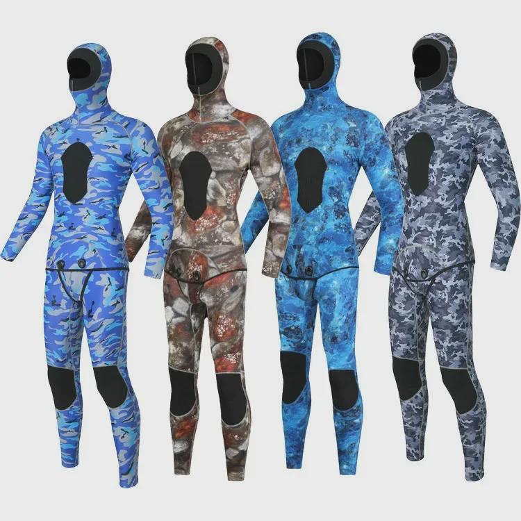 3mm Men's Camouflage Hooded Wetsuit for Hunting, Freediving, Surfing, and Rescue