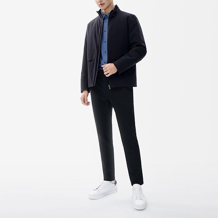 Новая мужская куртка-пуховик FILA однотонного цвета со стойкой, свободного кроя, цвет «вороново крыло» F11M242903F-BK