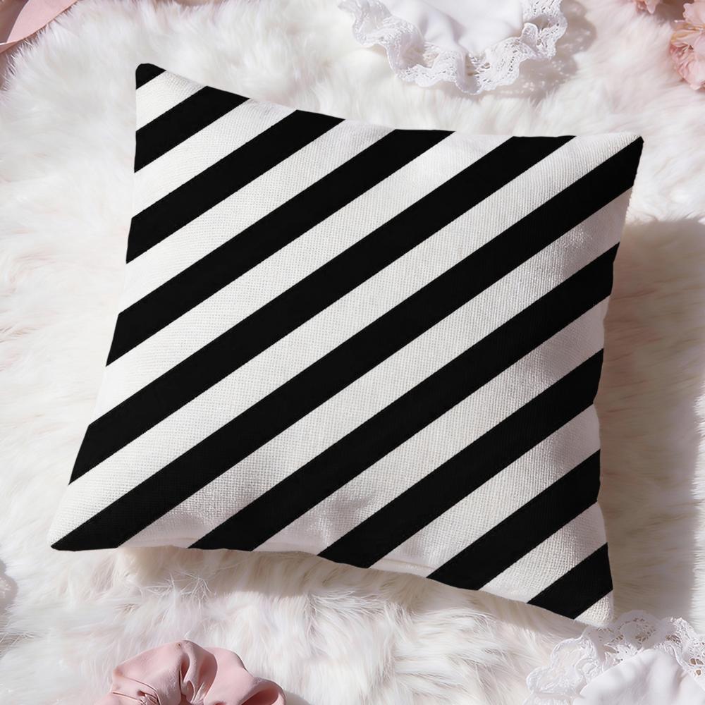black and white Stripes Cushion Cover Premium Comfort Reversible Pillow Cove Two in One Design for Any Room  Car Interior