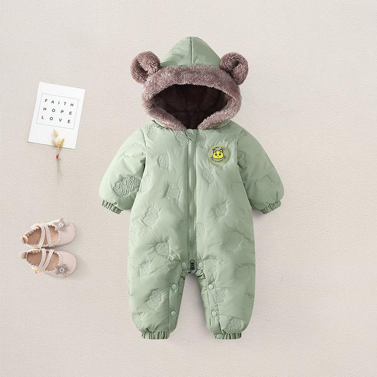 Newborn Men's and Women's Padded and Thickened Warm Hooded Bodysuits - Comfortable and Cute Style Fashion Trend