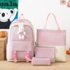 4pcs Girls' Schoolbag Cute Rabbit Middle School Student Large Capacity Lightweight Backpack Shoulder Knapsack Crossbody Bag Handbag