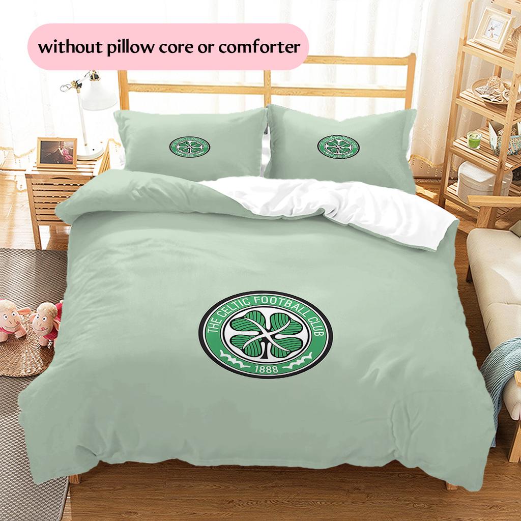Celtic F.C Pattern Bedding Quilt Set Home Decoration Gift (1 * duvet cover + 2 * pillowcase without core)