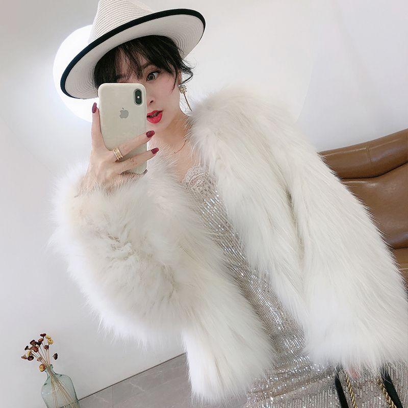 New imitation raccoon fur woven fur coat women's short thickened fox fur coat light small man