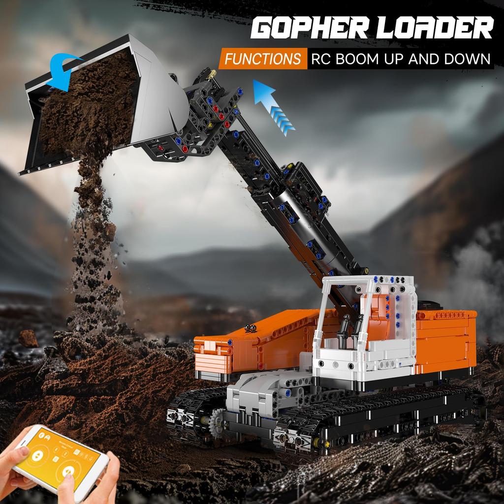 Mould King 17054 Technic RC Погрузчик Mongoose MOC Электрический бульдозер Тяжелая строительная техника Шахтный погрузчик Технологический строительный набор Трактор - (1423+