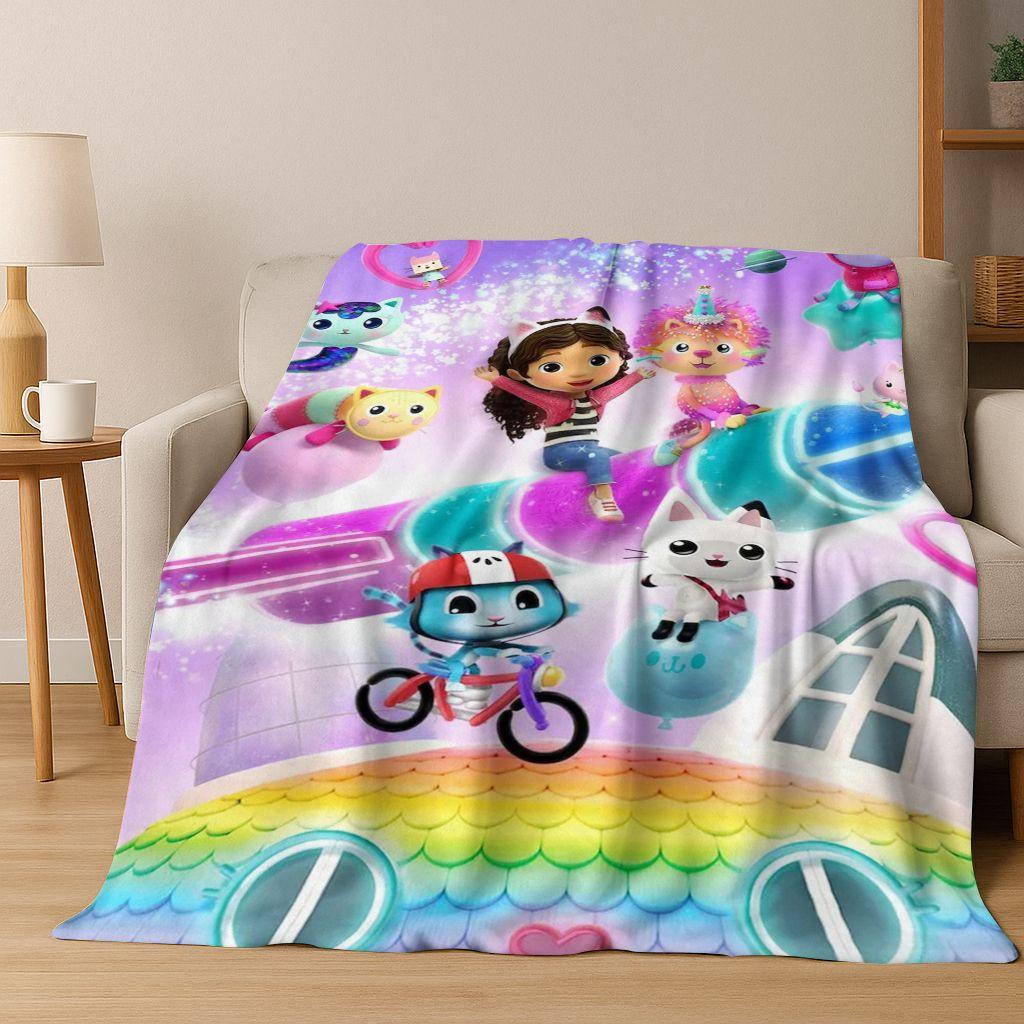 2026 New Cartoon Gabbys Dollhouse Girl Gift Flannel Blanket,Warm and Cozy Soft Throw Blanket for Home Bedroom Bed Sofa Cover Kid