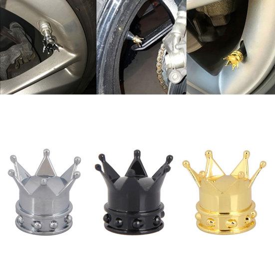 4Pcs Crown Shape Tire Stem Car Wheel Valve Air Anti-dust Caps Cover Decoration