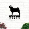 1pc Pug Dog Key Hooks & Keychain Holder - 6 Inch/9 Inch Wide Metal Wall Art - Iron Crafts Wall-Mounted Key Holder